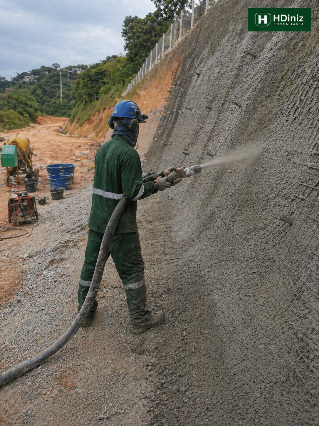 Concreto projetado em solo grampeado com tela metálica